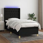 vidaXL Sommier à lattes de lit matelas et LED Noir 90x190 cm Tissu