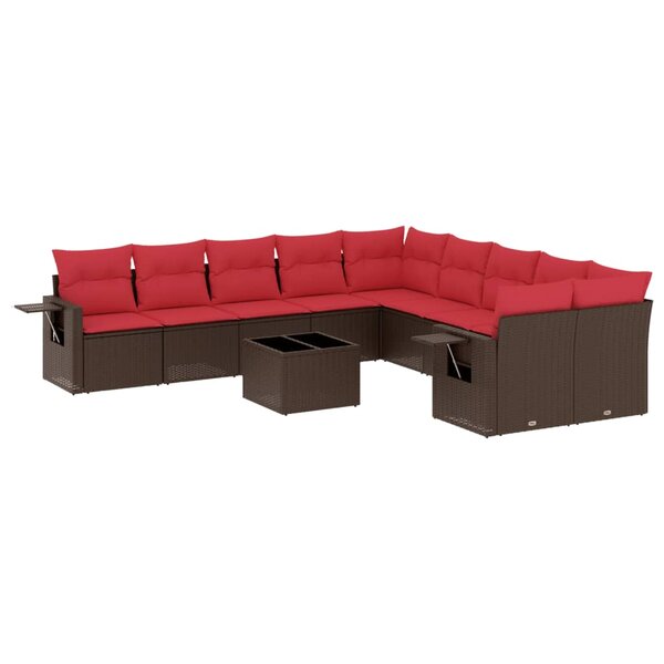 vidaXL Salon de jardin et coussins 11 Pièces marron résine tressée