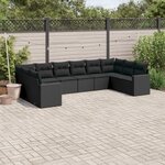 vidaXL Salon de jardin 10 Pièces avec coussins noir résine tressée