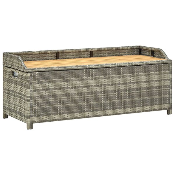 vidaXL Banc de rangement de jardin 120 cm Résine tressée Gris