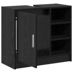 vidaXL Cabinet de salle de bain avec porte Chêne noir 63 x 29 x 55 cm
