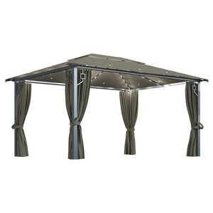 vidaXL Tonnelle avec rideau et lumières LED 4x3 m Taupe Aluminium