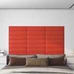 vidaXL Panneaux muraux 12 Pièces Rouge 60x15 cm Similicuir 1 08 m²