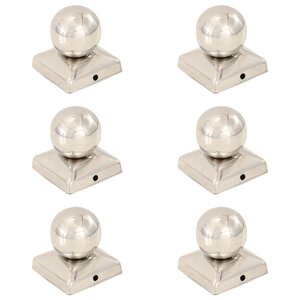 vidaXL Bouchons de poteau 6 Pièces Globe final Acier inoxydable 71x71 mm