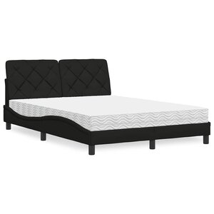 vidaXL Lit avec matelas noir 140x190 cm tissu