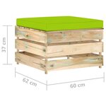 vidaXL Salon de jardin 4 Pièces avec coussins Bois imprégné de vert