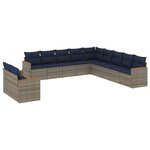 vidaXL Salon de jardin 11 Pièces avec coussins gris résine tressée