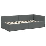 vidaXL Cadre de lit d'angle avec tête de lit Gris foncé 90 x 190 cm