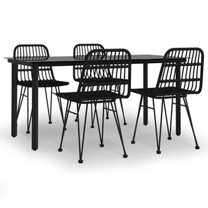 vidaXL Ensemble à manger de jardin 5 Pièces Noir Résine tressée