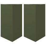 vidaXL Jardinières 2 Pièces vert olive triangulaire 50x43x75 cm acier