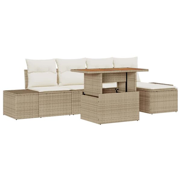 vidaXL Ensemble de salle à manger pour jardin 6 Pièces Beige  Crème