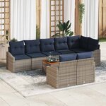 vidaXL Ensemble de canapé de jardin 9 Pièces gris et bleu marine