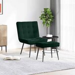 vidaXL Chaise de relaxation avec tabouret Vert foncé Velours