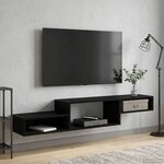 vidaXL Meuble TV mural Montage mural Chêne noir 150 x 28 x 26 cm
