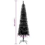 Vidaxl arbre de noël mince avec led noir 180 cm