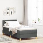 vidaXL Lit à ressorts avec matelas gris foncé 90x190 cm en tissu