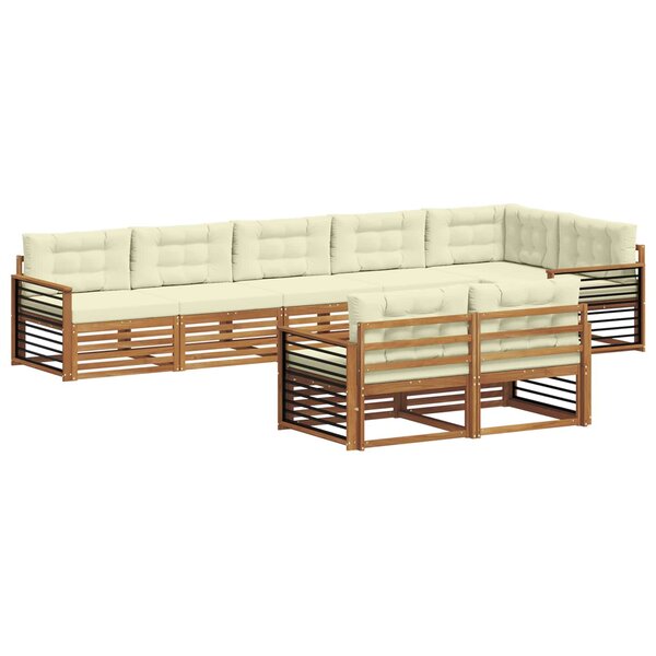 vidaXL Ensemble de canapés d'extérieur 8 pc Naturel et Crème