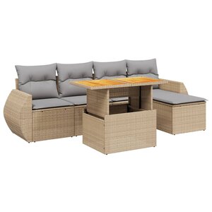 vidaXL Salon de jardin avec coussins 6 Pièces beige résine tressée
