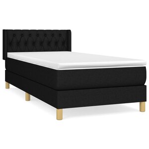 vidaXL Sommier à lattes de lit avec matelas Noir 90x190 cm Tissu