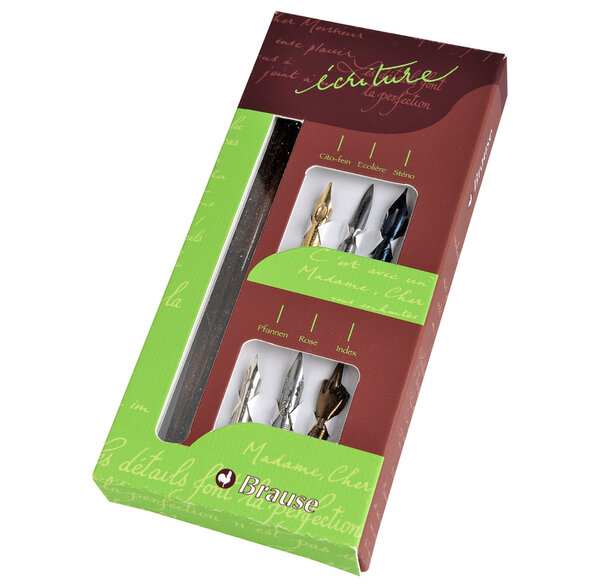 Coffret 6 plumes écriture BRAUSE CALLIGRAPHIE