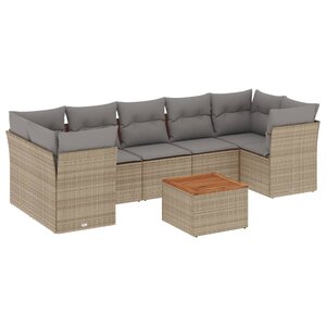 vidaXL Salon de jardin avec coussins 8 Pièces beige résine tressée