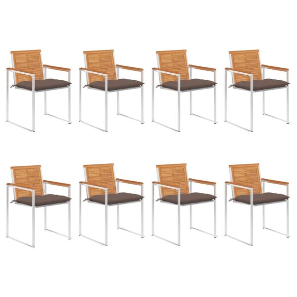 vidaXL Chaises de jardin 8 Pièces avec coussins Bois d'acacia solide