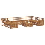 vidaXL Ensemble de canapés d'extérieur 10 Pièces Naturel