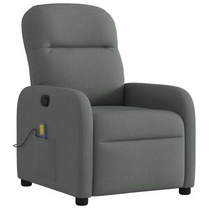 vidaXL Fauteuil inclinable de massage en tissu gris foncé