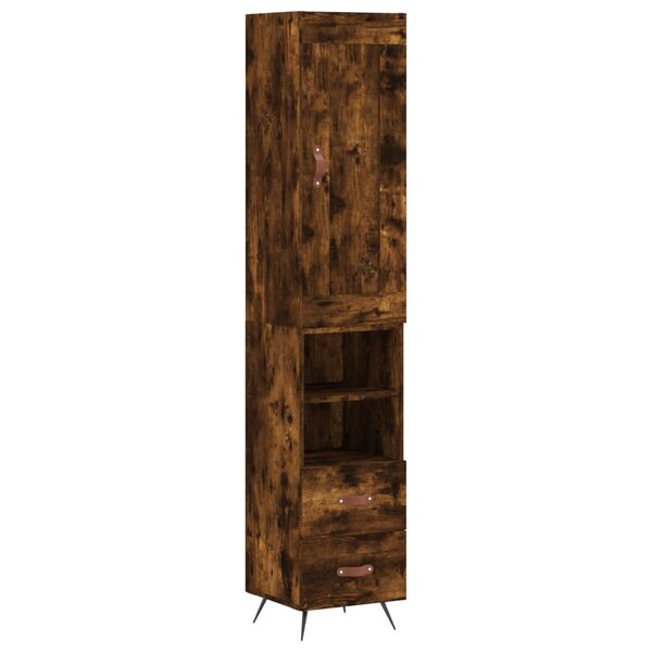 vidaXL Buffet haut Chêne fumé 34 5x34x180 cm Bois d'ingénierie