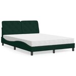vidaXL Lit avec matelas vert foncé 140x190 cm velours