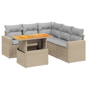 vidaXL Salon de jardin avec coussins 6 Pièces beige résine tressée