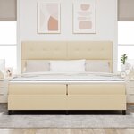 vidaXL Lit ressort avec matelas & LED crème 200x200 cm tissu