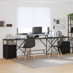 vidaXL Bureau Chêne noir 182 x 101 x 87.5 cm Bois d'ingénierie