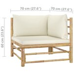 vidaXL Salon de jardin 9 Pièces avec coussins blanc crème bambou