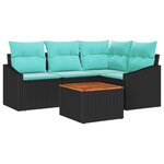 vidaXL Ensemble de canapé de jardin avec coussin 5 Pièces Noir polyrotin