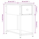 vidaXL Table de chevet chêne fumé 30x60x60 cm bois d'ingénierie