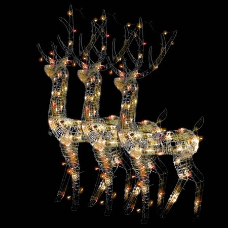 vidaXL Décorations de Noël de renne Acrylique 3 Pièces 120 cm Multicolore