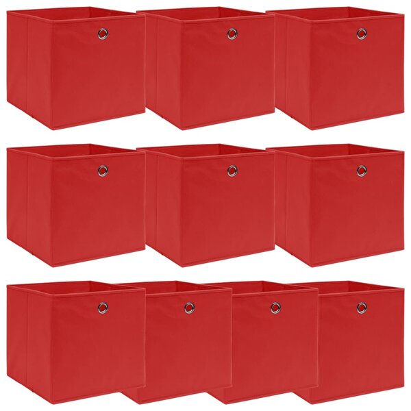 vidaXL Boîtes de rangement 10 Pièces Rouge 32x32x32 cm Tissu