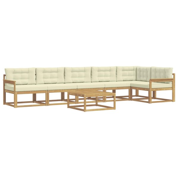 vidaXL Ensemble de canapés d'extérieur 7 Pièces Blanc et crème