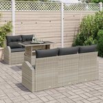 vidaXL Ensemble de canapé de jardin 6 Pièces Gris clair polyrotin