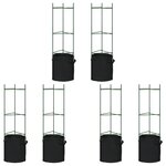 vidaXL Cages à tomates avec sacs à plantes 6 Pièces 116 cm acier et PP