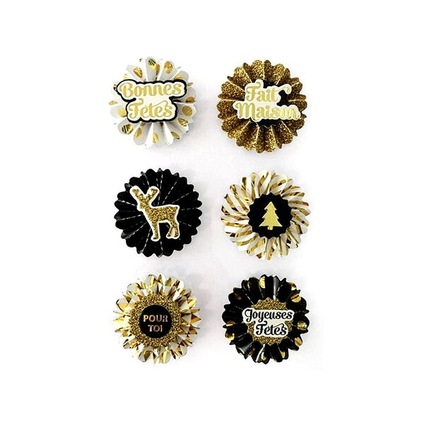 Loisirs créatifs - stickers décorations adhésives 3d - nuds noël noir et doré