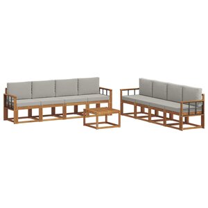 vidaXL Ensemble de canapés d'extérieur 9 Pièces Gris Naturel et Clair