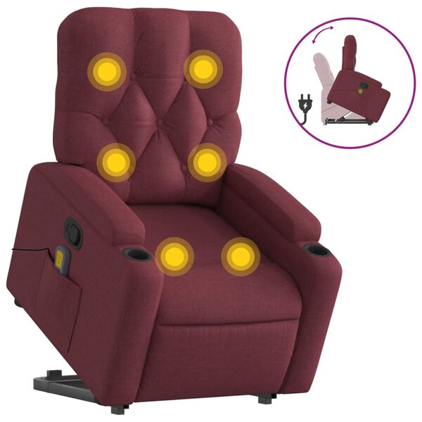 vidaXL Fauteuil inclinable de massage Rouge bordeaux Tissu