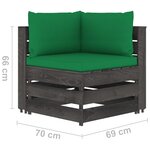 vidaXL Salon de jardin 12 Pièces avec coussins Bois imprégné de gris