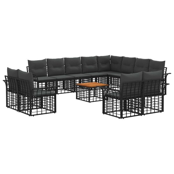 vidaXL Ensemble de canapés d'extérieur 13 pc Noir et Gris foncé