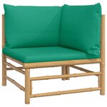 vidaXL Salon de jardin 4 Pièces avec coussins vert bambou