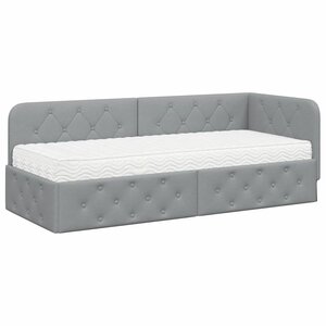 vidaXL Cadre de lit d'angle avec matelas Gris clair 80 x 200 cm tissu