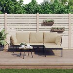 vidaXL Salon de jardin 3 Pièces avec coussins beiges résine tressée