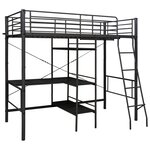 vidaXL Lit superposé avec table sans matelas noir métal 90x200 cm